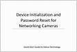 Initialization and Password Reset for Networking Camera
